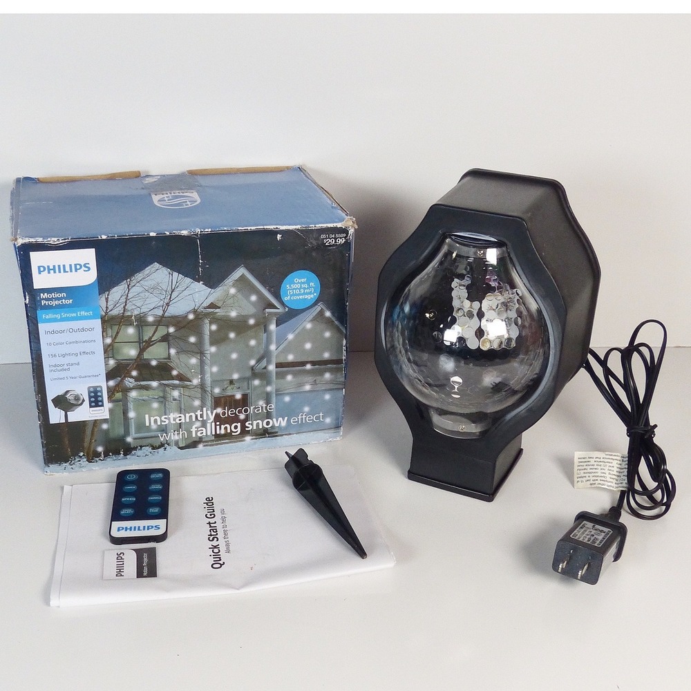 Philips Motion Projector Falling Snow Effect Indoor Outdoor with Remote WORKS